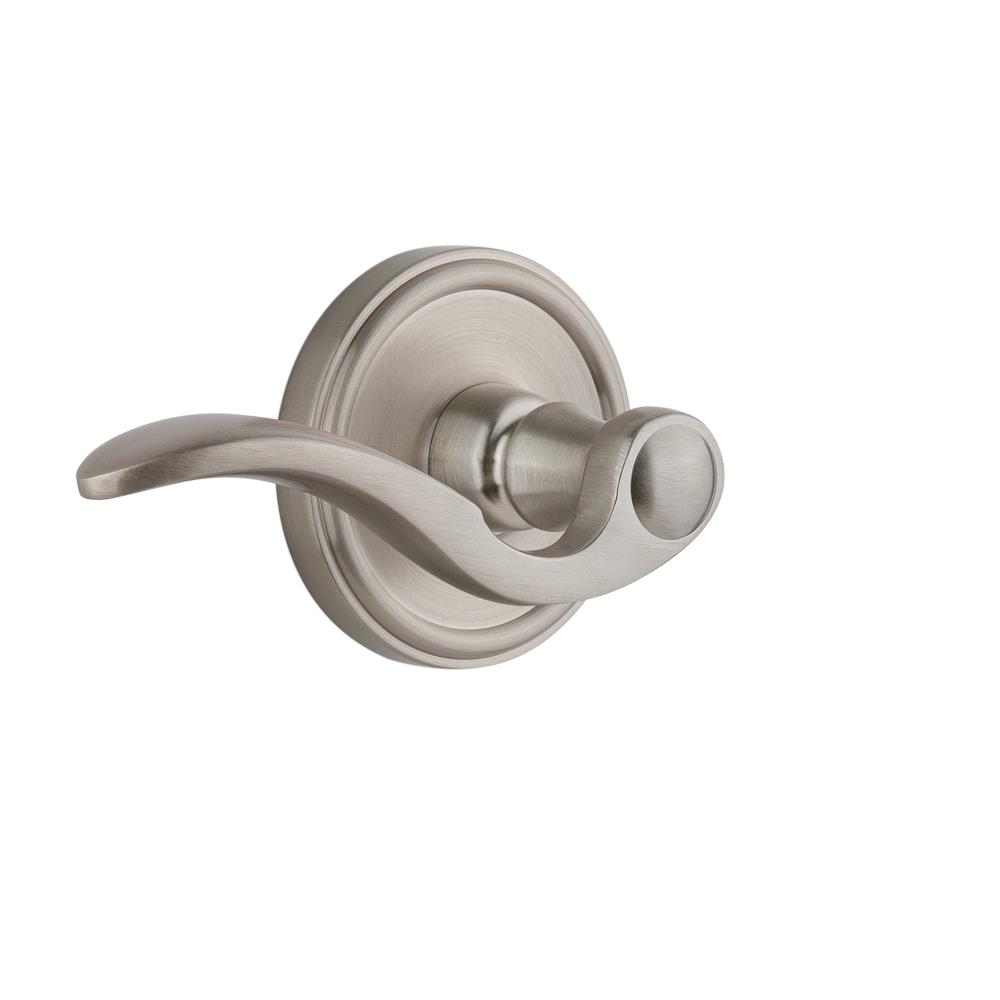 Grandeur by Nostalgic Warehouse GEOBEL Privacy Right Handed Knob - Georgetown Rosette with Bellagio Lever in Satin Nickel